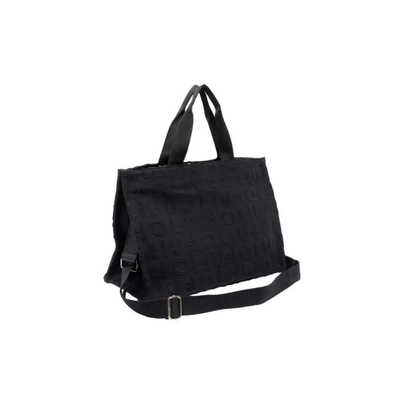 LIU·JO Cotton With Polyester Tote Bag, Shopping Bag, Shoulder Bag, Handbag Women's Black-1