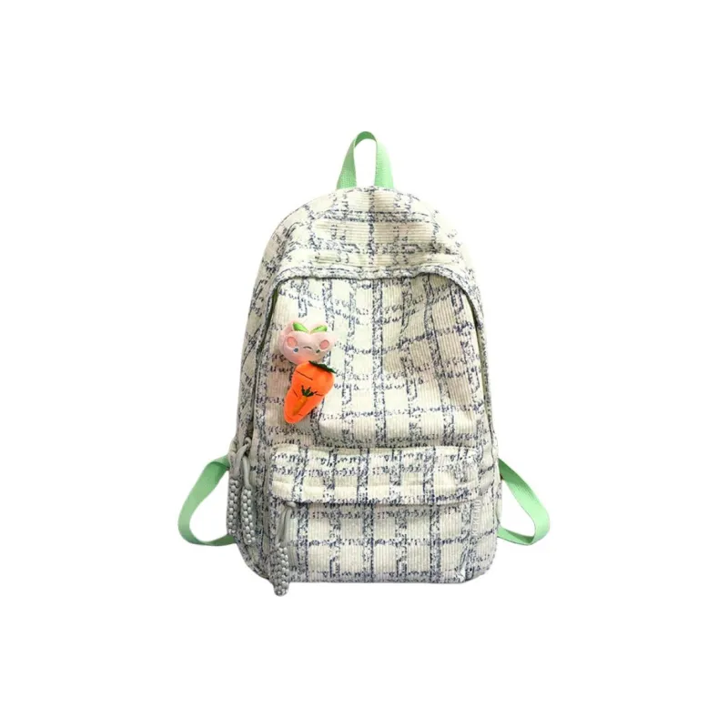 URBAN FOREST Corduroy Backpack Unisex Pink/Light Green/Lake Blue-6