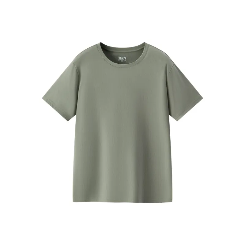 SEM/R Crew Neck 100% Cotton Drop Shoulder Short Sleeved T Shirts Men's-0