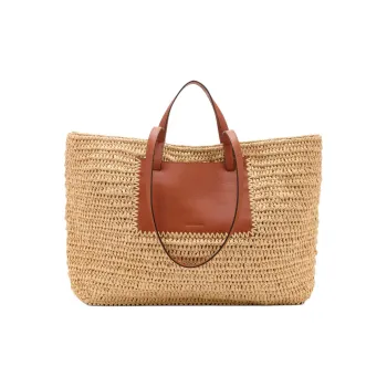Ulla Johnson Raffia Tote Bag, Shopping Bag, Shoulder Bag, Handbag Large Size Women's Beige