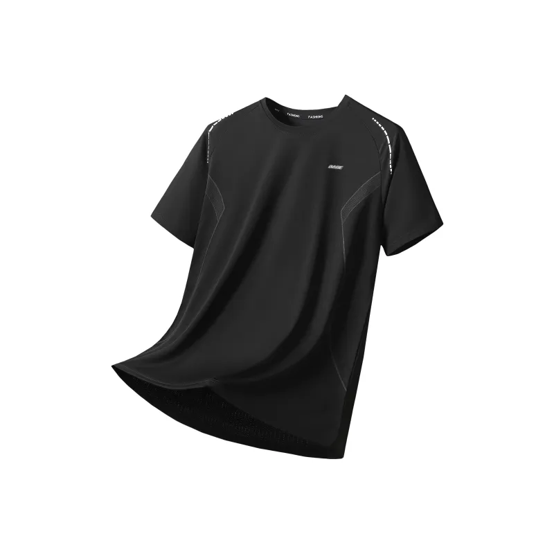 BAGE Versatile Solid Color Ice Silk Short Sleeved T Shirts Unisex-9