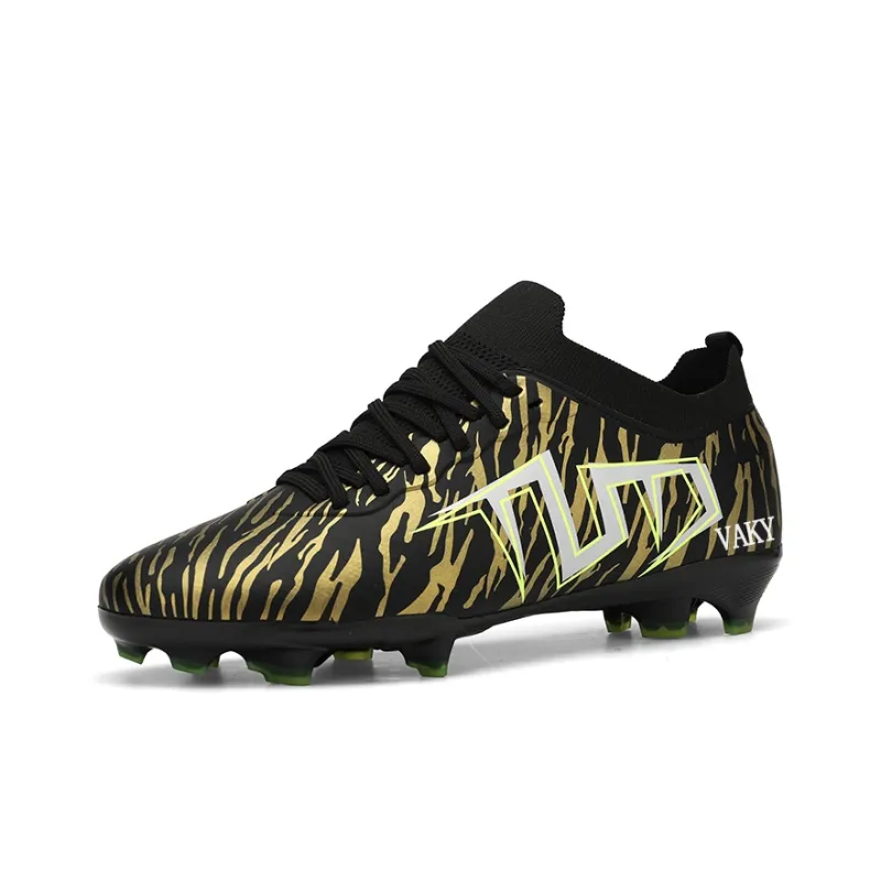 VAKY Soccer Shoes Unisex Low Top Black Gold/White Gray-1