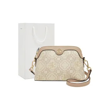 Old Man's Head Fabric Synthetic Leather Crossbody Bag Shoulder Bag Women's Apricot