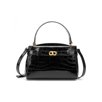 PAYOT Cow Leather One Shoulder Crossbody Handbag Women's Black/White