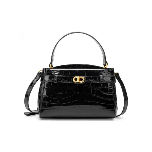 PAYOT Cow Leather One Shoulder Crossbody Handbag Women's Black/White