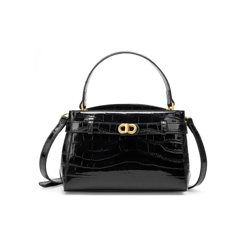 PAYOT Cow Leather One Shoulder Crossbody Handbag Women's Black/White-0