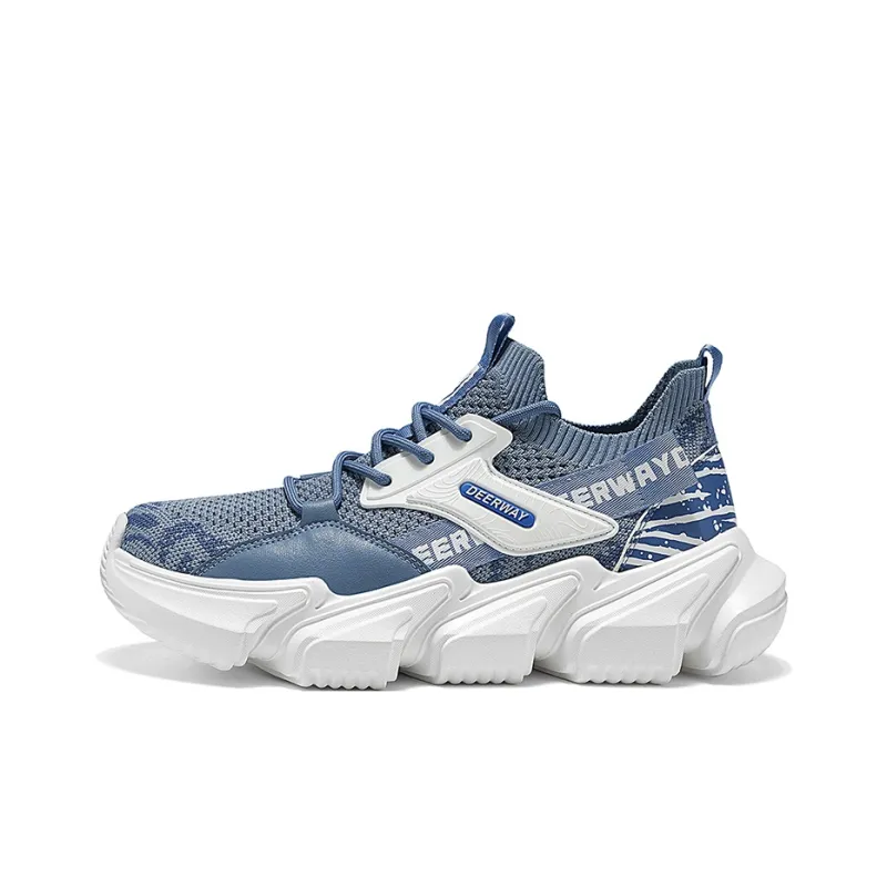 DEERWAY Anti Slip And Wear Resistant Breathable Low Top Chunky Sneakers Men's Dusty Blue-0