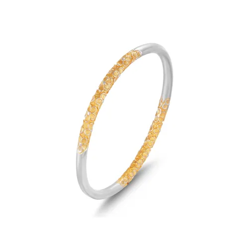 Yu Yin Pure Silver 999 Sterling Silver Fixed End Bangle Women's