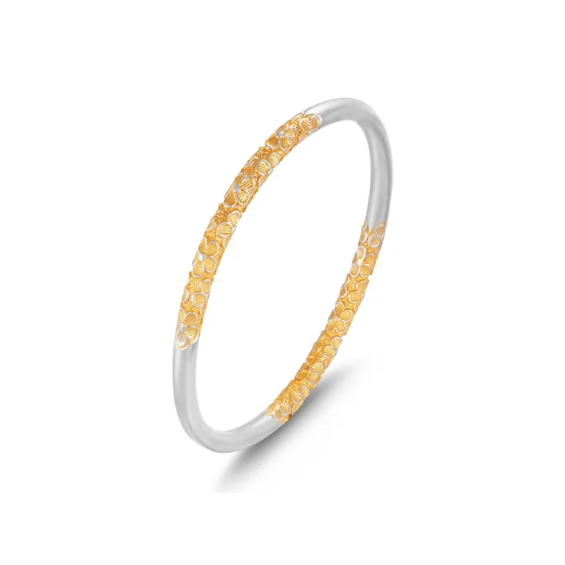 Yu Yin Pure Silver 999 Sterling Silver Fixed End Bangle Women's-0