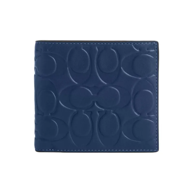 COACH Smooth Calf Leather Wallet Mini Men's Dark Blue-0