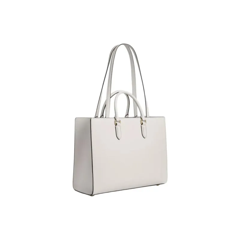 COACH Maggie Litchi Grain Leather Tote Bag, Shopping Bag, One Shoulder Handbag Tubas Women's White-1
