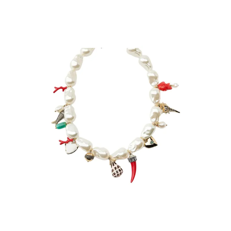 ZARA Artificial Pearl Necklaces Women's White-0