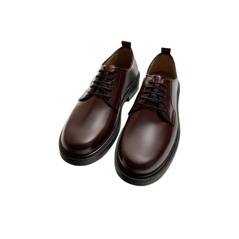 ZARA Dress Shoes Men's Dark Red Color-2
