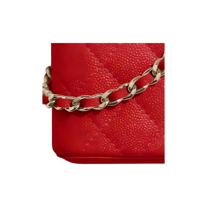 CHANEL Caviar Calfskin Shoulder Bag, Crossbody Bag Women's Red-2