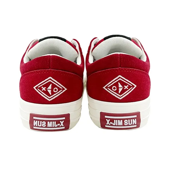 X JIMSUN Coverage Balance Support Low Top Skateboard Shoes Unisex Red White-2