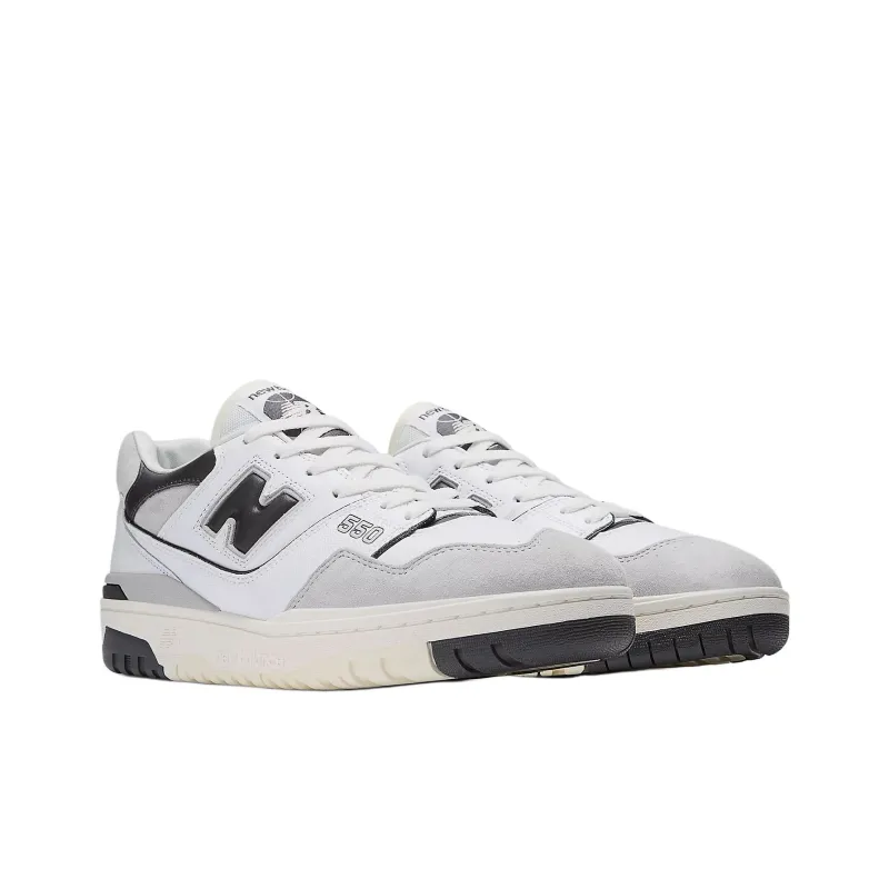 New Balance NB 550 Anti Slip Wear Resistant Low Top Skateboard Shoes Men's White Black Gray-2