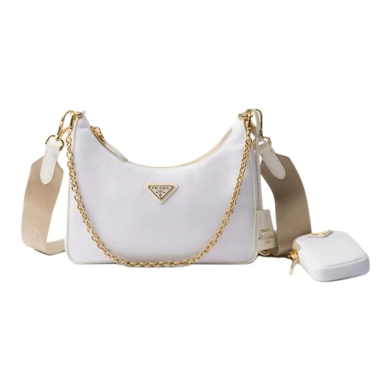 PRADA Re Edition Recycled Polyamide Shoulder Bag Women's White-0