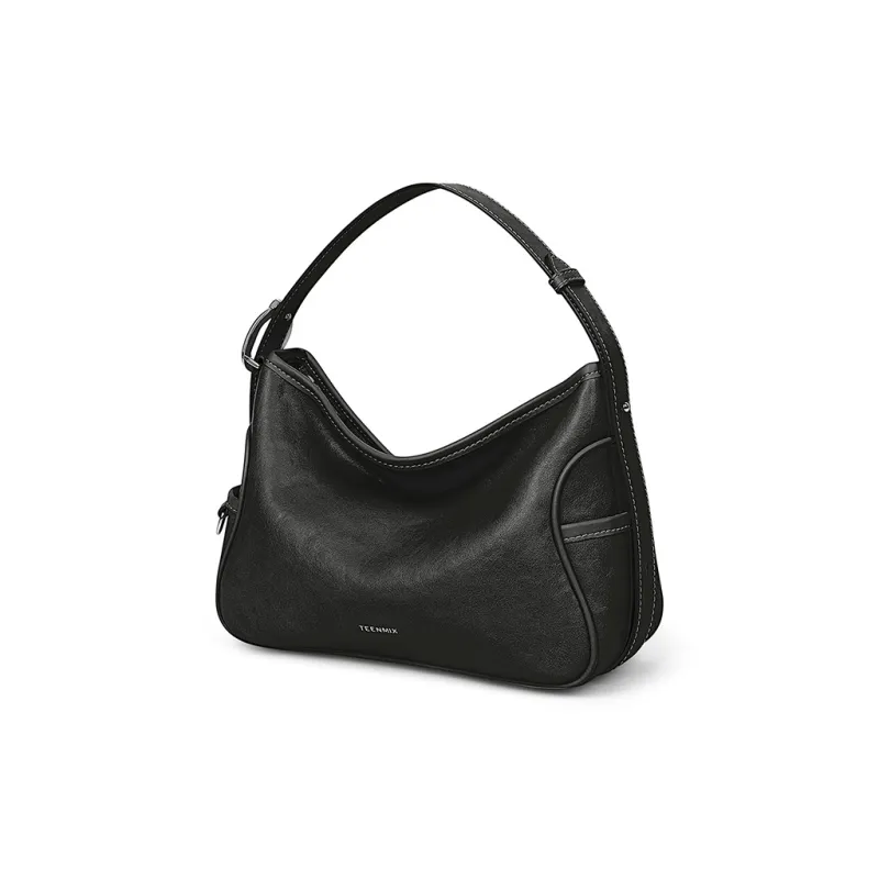 Teenmix Split Cow Leather With Synthetic Leather Crossbody Handbag, Shoulder Bag Regular Women's Ecru/Khaki/Black-1