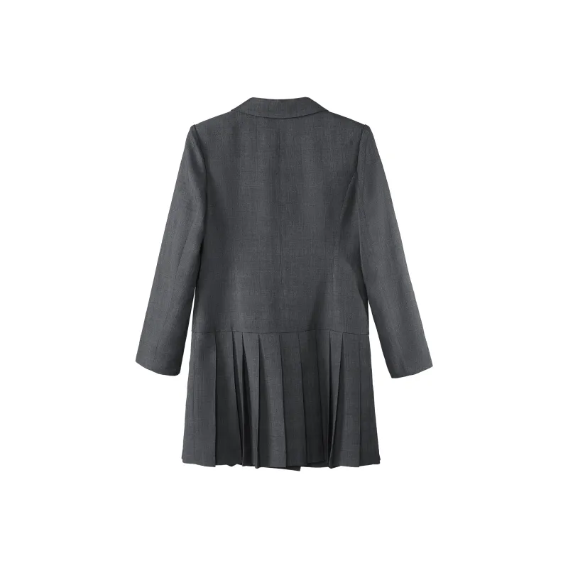 Fstudio Spring Korean Style Petite Preppy Style Business Suit Dress Women's Heather Gray Plaid-1