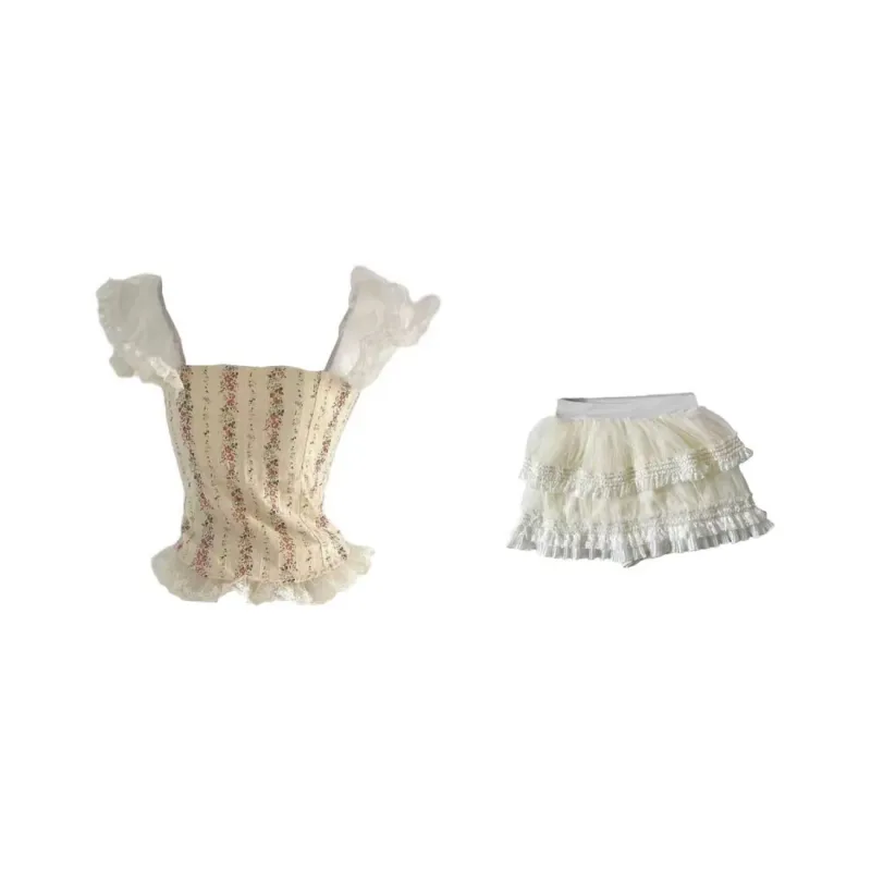 PUREIDOL Skirt Set Women's Two Piece Set Top+Skirt-1