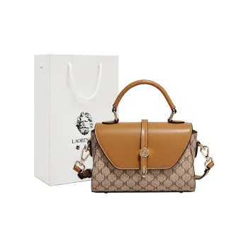 Old Man's Head Synthetic Leather Handbag Women's Khaki