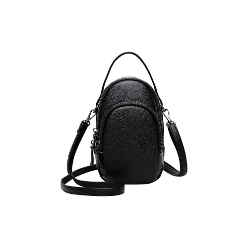 VANDEE Cow Leather Shoulder Bag Crossbody Bag Handbag Small Size Women's Black