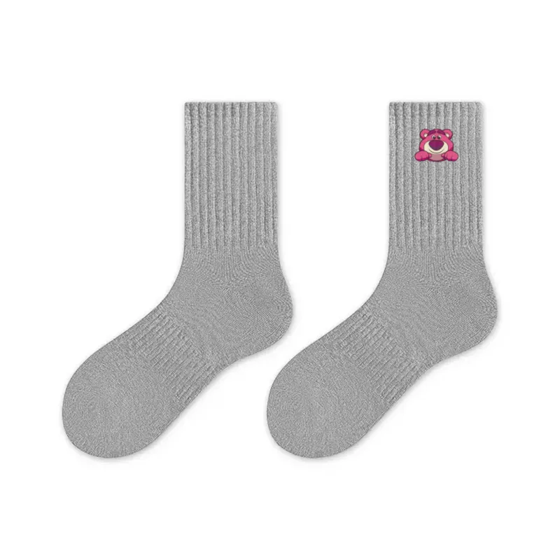Disney Strawberry Bear Series Mid Calf Socks Unisex Shopping Bag 4 Pack-5