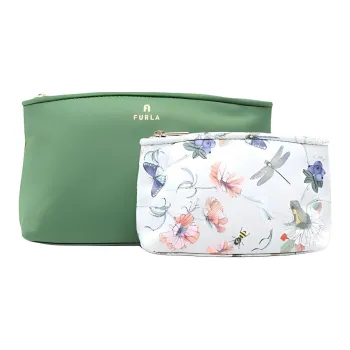 Furla Polyester Makeup Bag Women's Ivy Green & Light Green & Multicolor