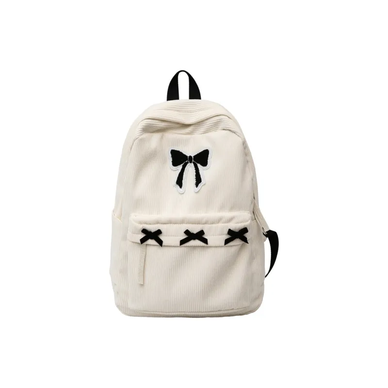 BUBM Corduroy Backpack Regular Unisex Black/White-3