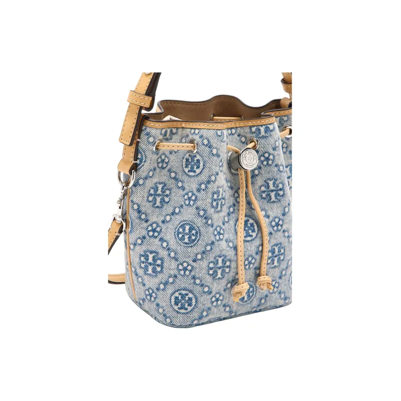 TORY BURCH T Monogram Denim Mini Bucket Bag Powder Blue-2