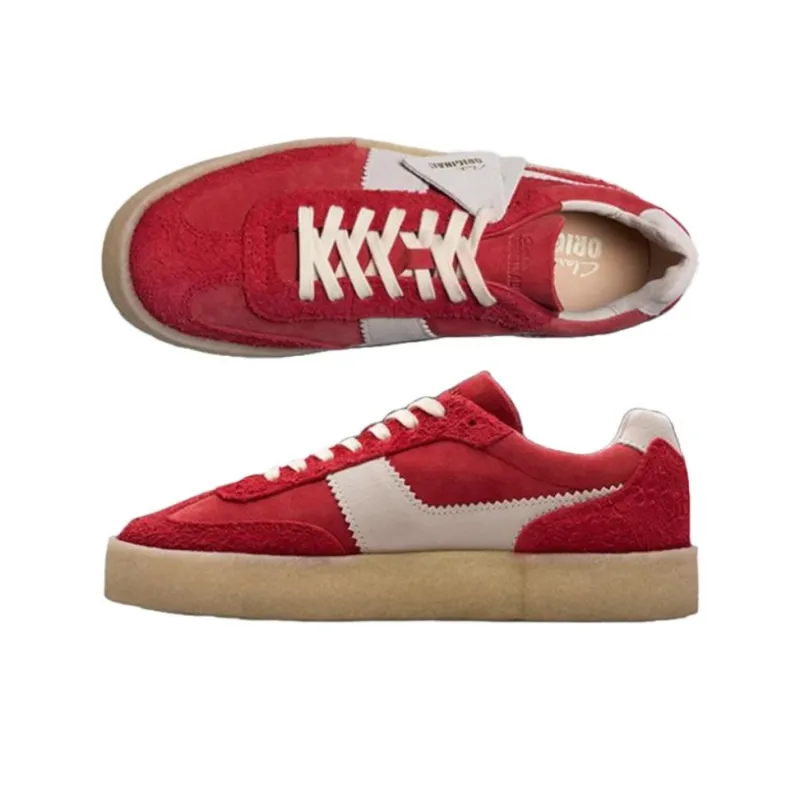 Clarks Originals TOR80 Slip Resistant Low Top Skateboard Shoes Men's Gray Red-2