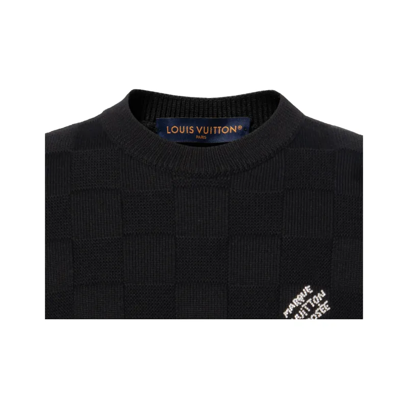 LOUIS VUITTON Embellished Wool Damier Pullover-5