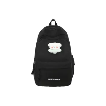 Travel Nylon Backpack Unisex Black Ecru/Green/Pink/Yellow