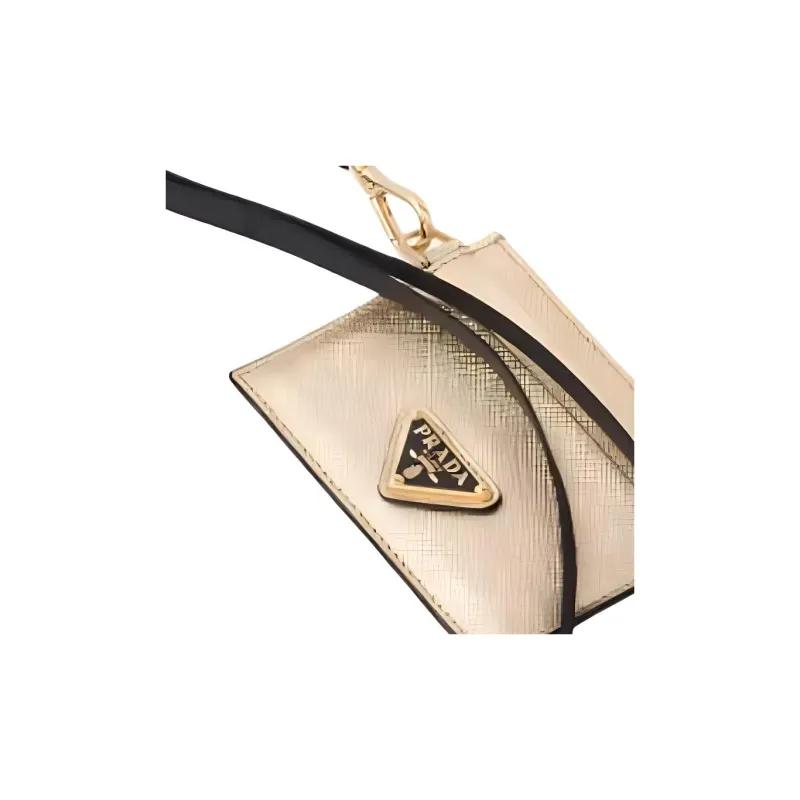 PRADA Saffiano Leather Card Holder Unisex Platinum-4