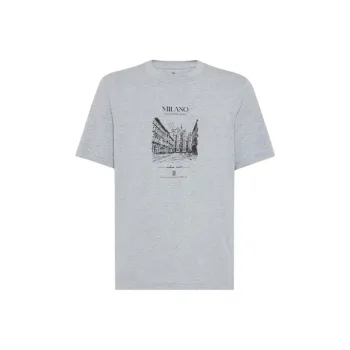 Brunello Cucinelli Cotton Milano Graphic Print T shirt