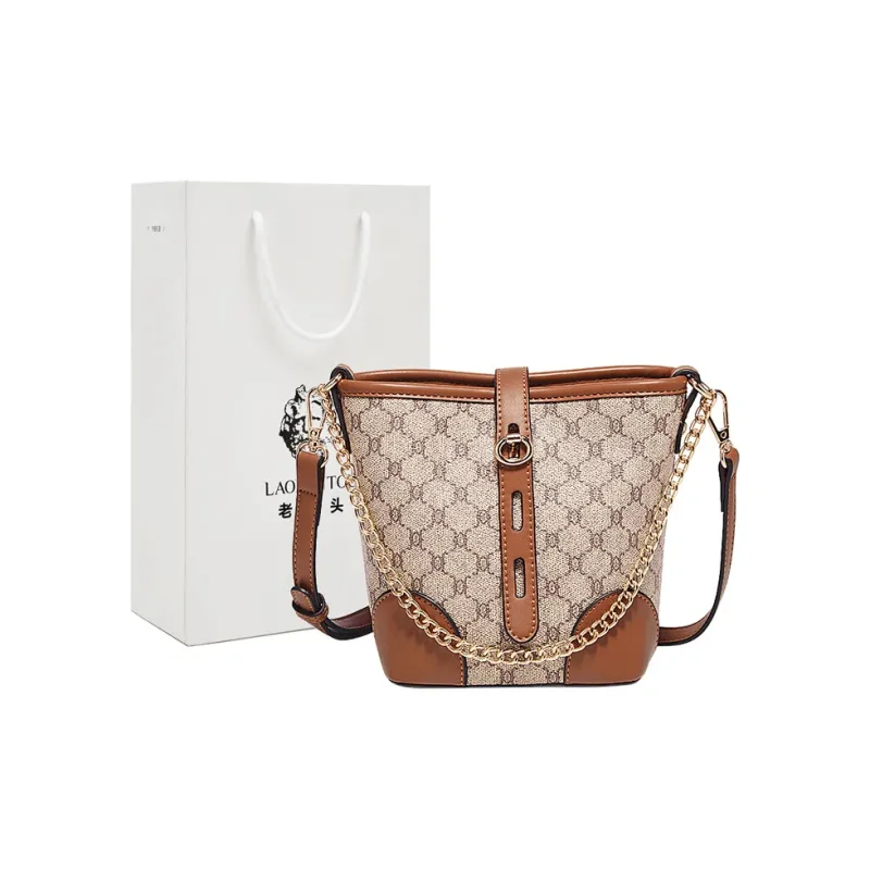 Old Man's Head Synthetic Leather Shoulder Bag Crossbody Bag Women's White/Coffee/Khaki-12