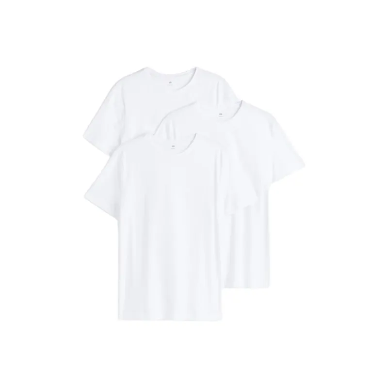 H&M T Shirts Men 3 Pack White-0