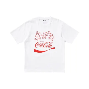 Keith Haring X Coca cola X UNIQLO Keith Haring X Coca Cola Collaboration T Shirts Unisex White