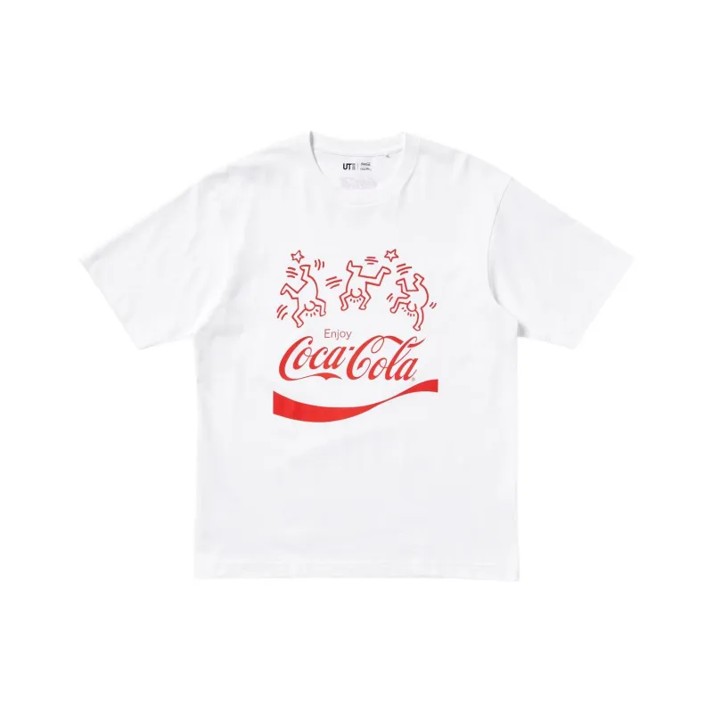 Keith Haring X Coca cola X UNIQLO Keith Haring X Coca Cola Collaboration T Shirts Unisex White-0