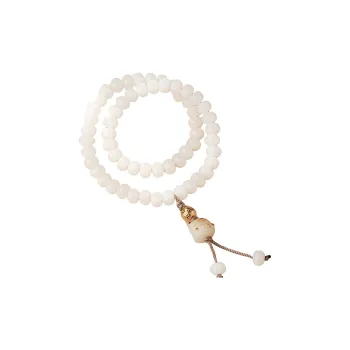 Jing Ruyu White Jade Bodhi Bead Chain Unisex