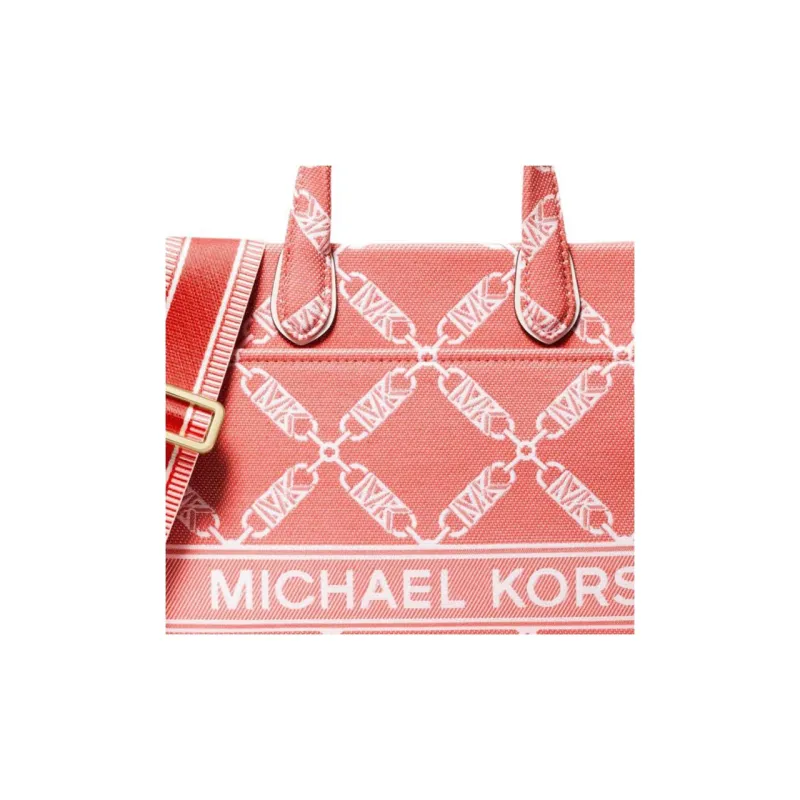 MICHAEL KORS Gigi Fabric Tote Bag Shopping Bag Shoulder Bag Crossbody Bag Handbag Small Size Women's Coral Red-3