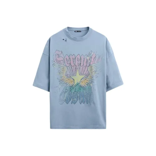 ZARA Drop Shoulder Sleeve T Shirt Men's Washed Blue