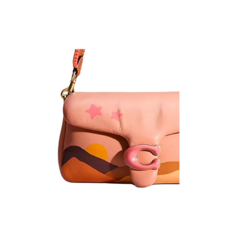 COACH Pillow Leather Shoulder Bag Crossbody Bag Handbag Women's Light Coral-2