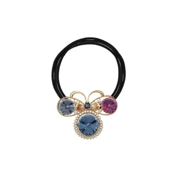UNABERRY 3 Strand Rubber Band, Faux Crystal Hair Tie Women's
