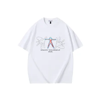 DOH STORE Versatile Casual Loose Fit Off-The-Shoulder 100% Cotton Pullover Crew Neck Short-Sleeved T-Shirts Unisex