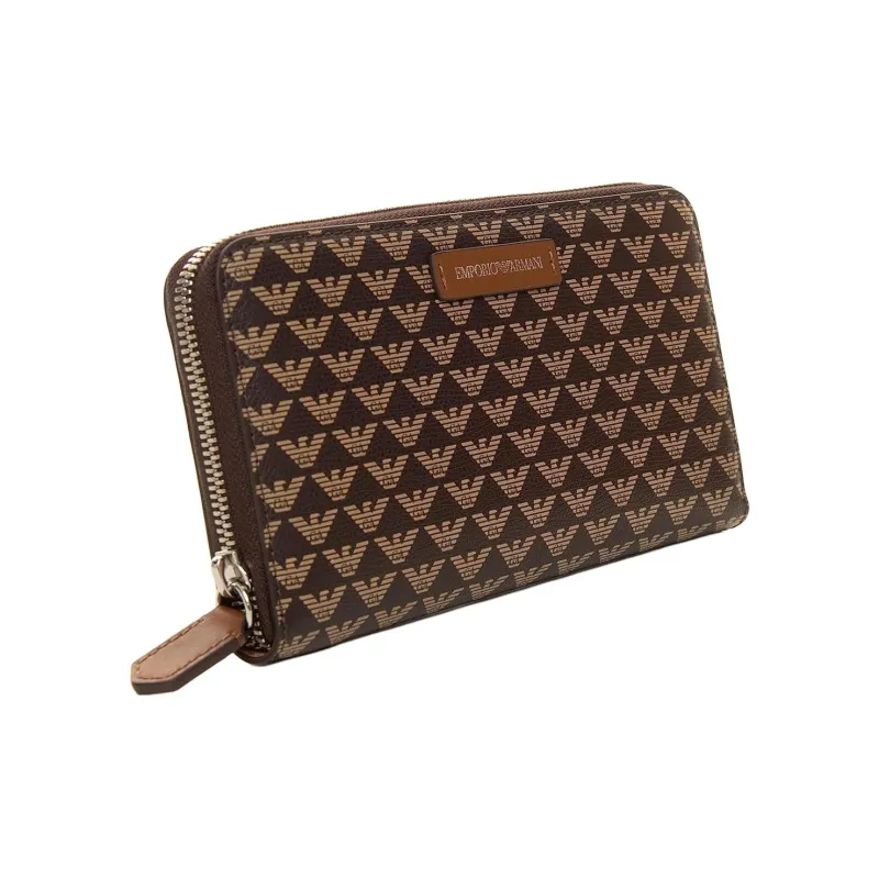 EMPORIO ARMANI Cow Leather Coin Purse Women's Brown-2