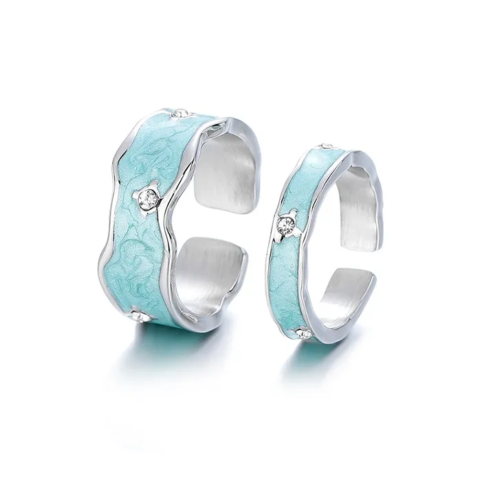 FAIRWHALE Titanium Steel Zircon Rings Unisex-7