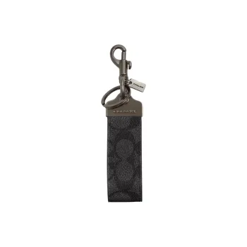 COACH Canvas, Calfskin, Leather Keychains Men's Black