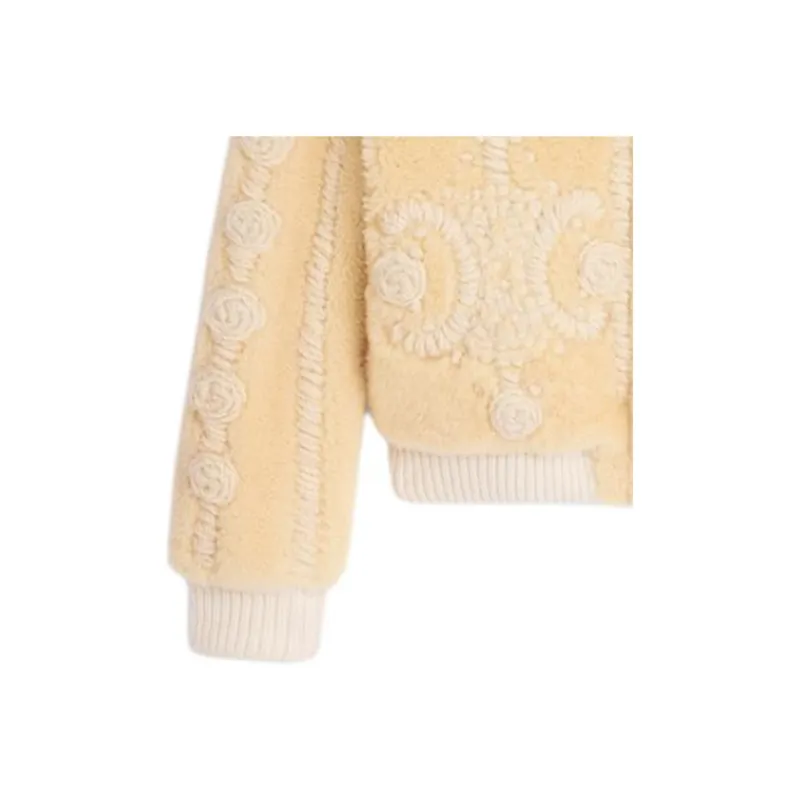 CELINE Triomphe Cardigan Jacket In Curly Lambskin-4