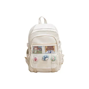 Deli Bear Canvas Backpack Regular Women's White/Black/Pink/Blue